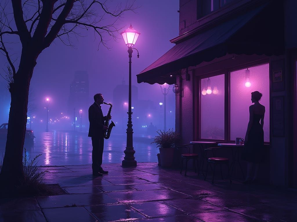 Surreal Jazz Dreamscape in Deep Purple Tones