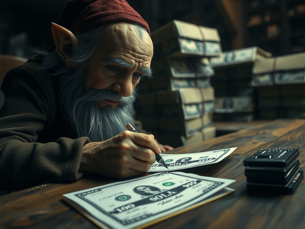 Dwarf Artist Creates Dollar Bills in Dark Atmosphere
