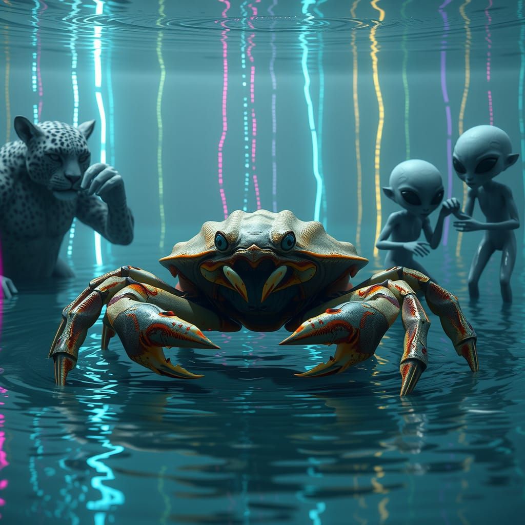 Eerie Crab Hybrid Scene in Ultra-Realistic Detail