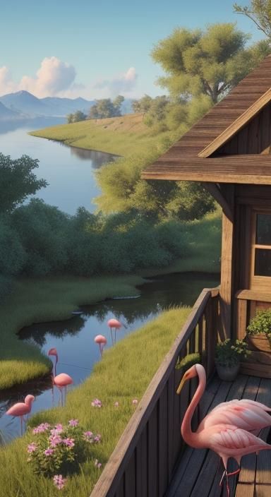 Elegant 3D Seascape with Flamingos in Unreal Engine