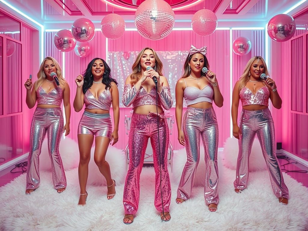 Girls Band in Pink & Silver McBling Outfits