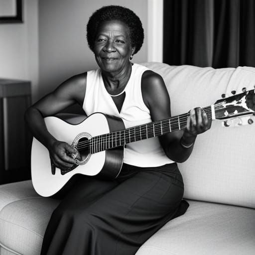Jamaican Grandmother Plays Guitar in 1890s Photo