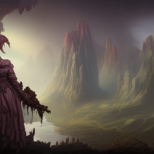 Fantastical Woman in Detailed Matte Painting