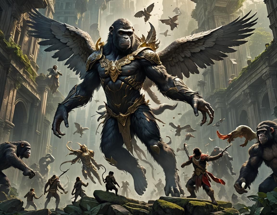 Falling Angel Meets Rising Ape: A Fantasy Concept