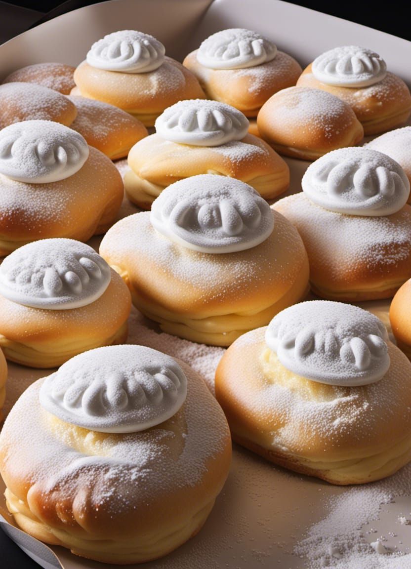 Paczki's with Fluffy Cream Toppers