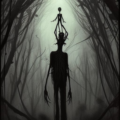 Creepy Cute Creature in Tim Burton Style