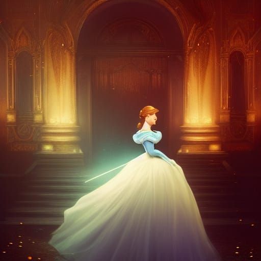 Cinderella in Dark Fantasy Art Nouveau Style