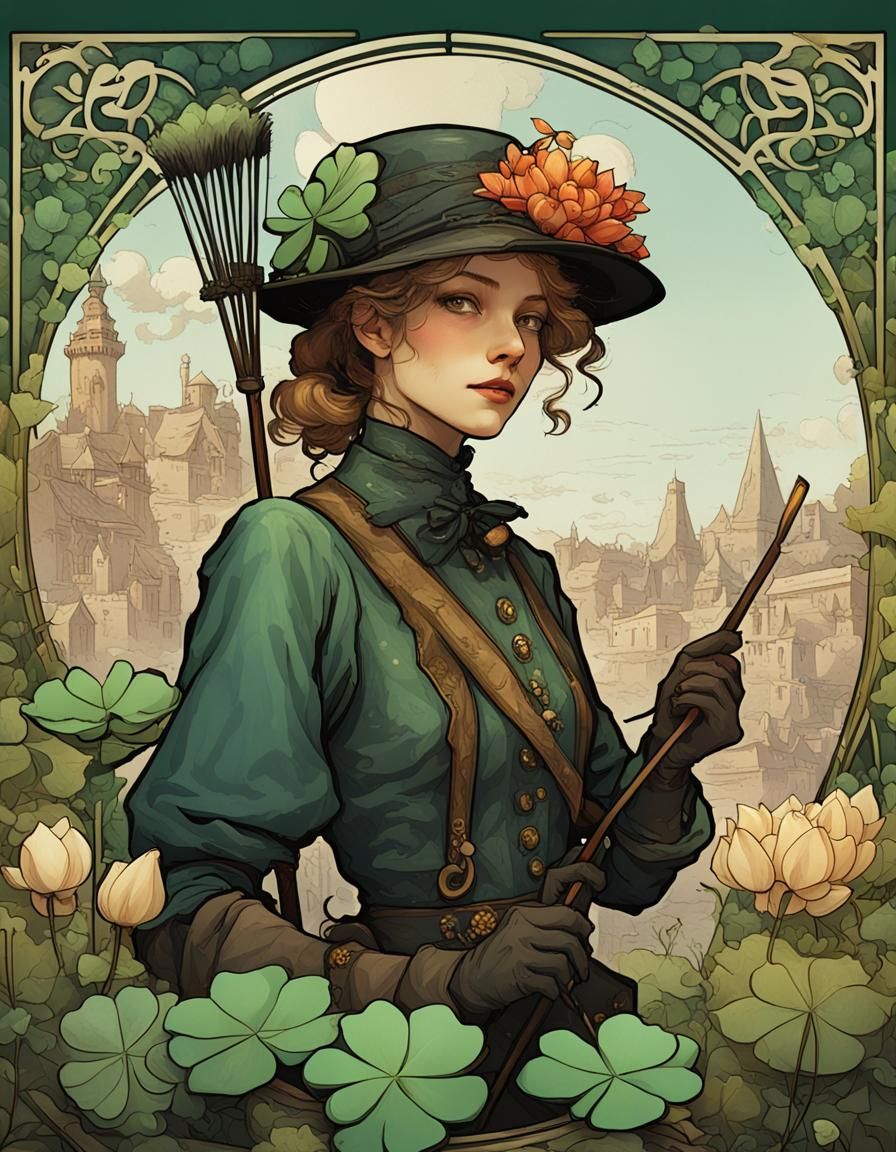 Beautiful Chimney Sweep in Art Nouveau Style