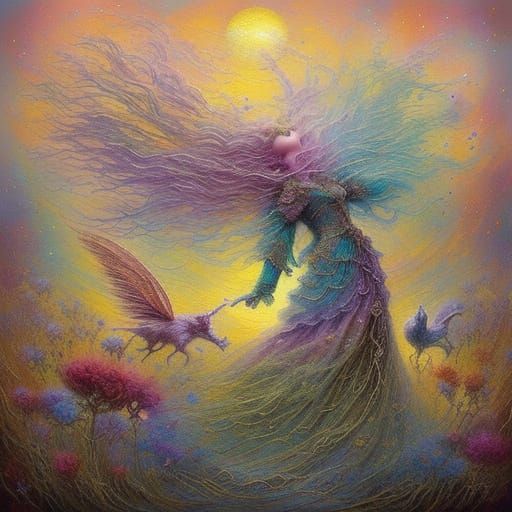 Whimsical Fairies Crafted from Wool and Yarn in Meadow