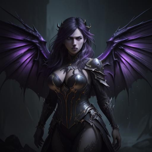 Hyperdetailed Dark Fantasy Demon with Wings