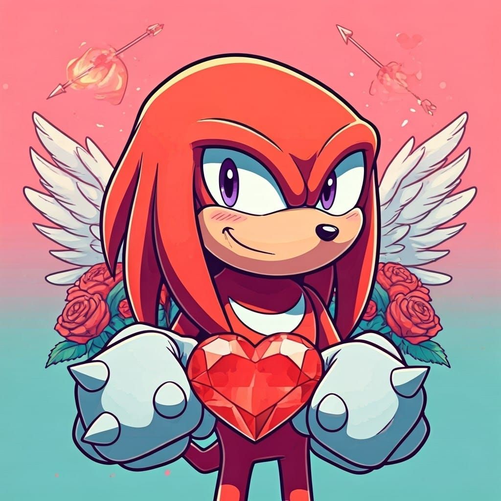 Sonic's Knuckles Valentine's Day Card in Vibrant Comic Style