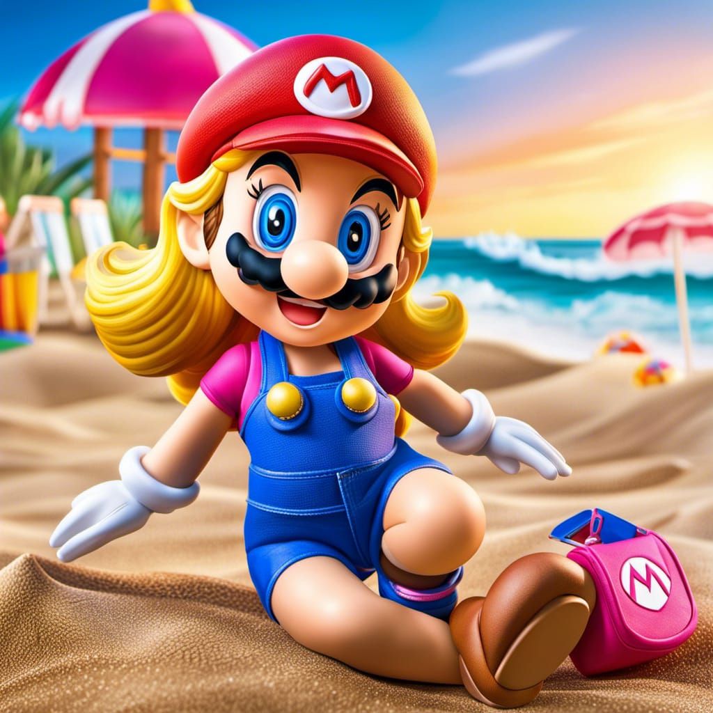 Super Mario as Barbie: Anime Beach Day