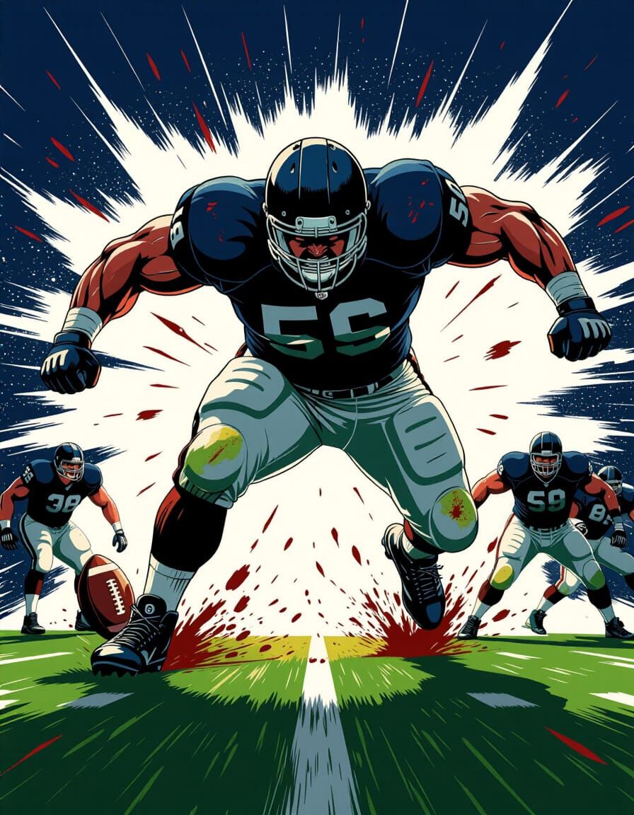 Epic Football Poster: Brutal Linebacker Tackle