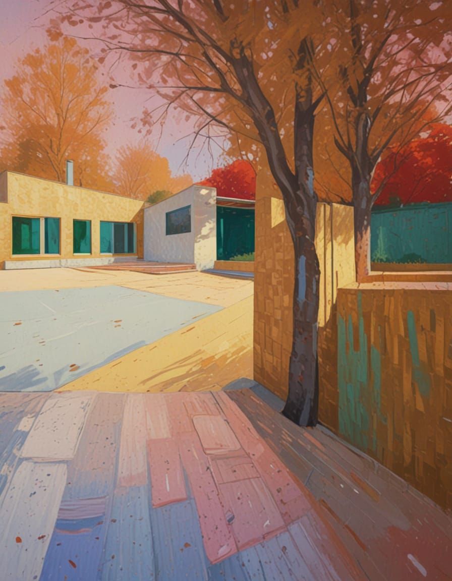 Vibrant Abstract Architect's House with Distorted Perspectiv...