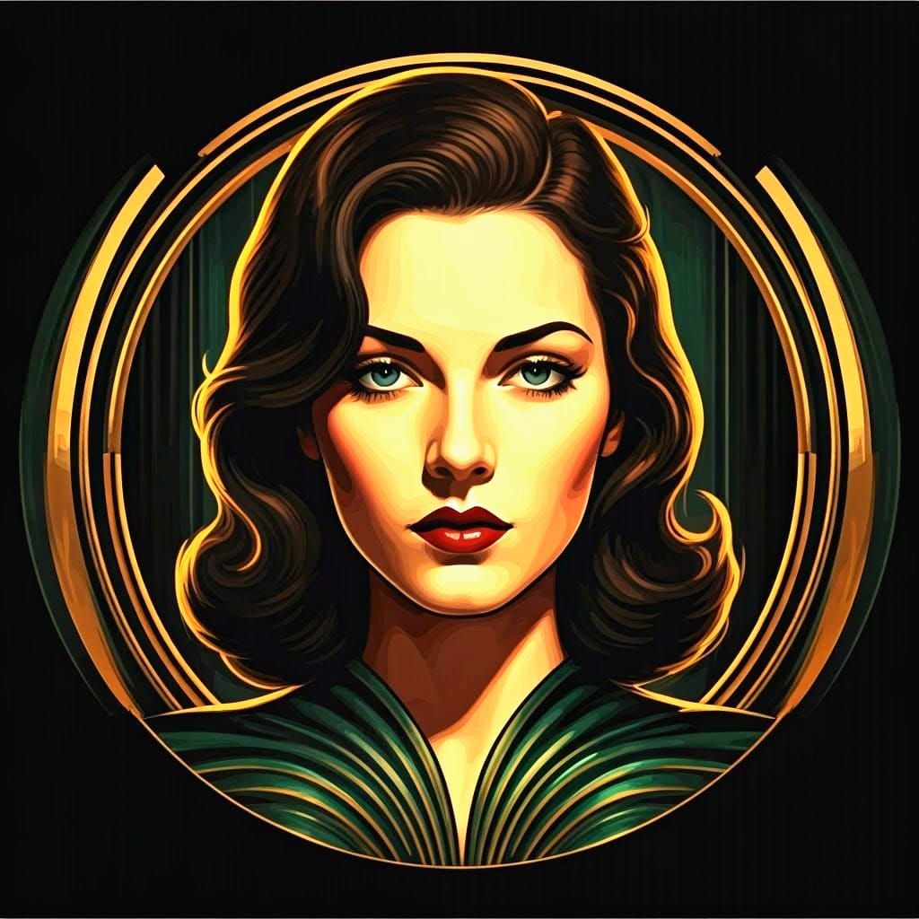 Glamorous Art Deco Women in Retro Futuristic Style