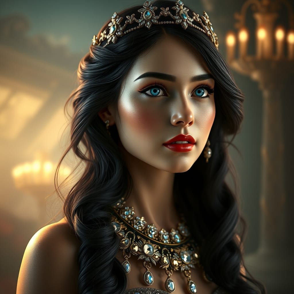 Ethereal Art Nouveau Goddess in Dark Mystical Realism