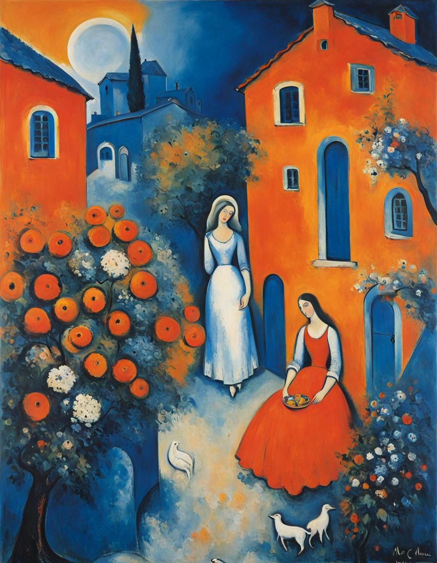 Village Madonna: Expressionist Oil Painting