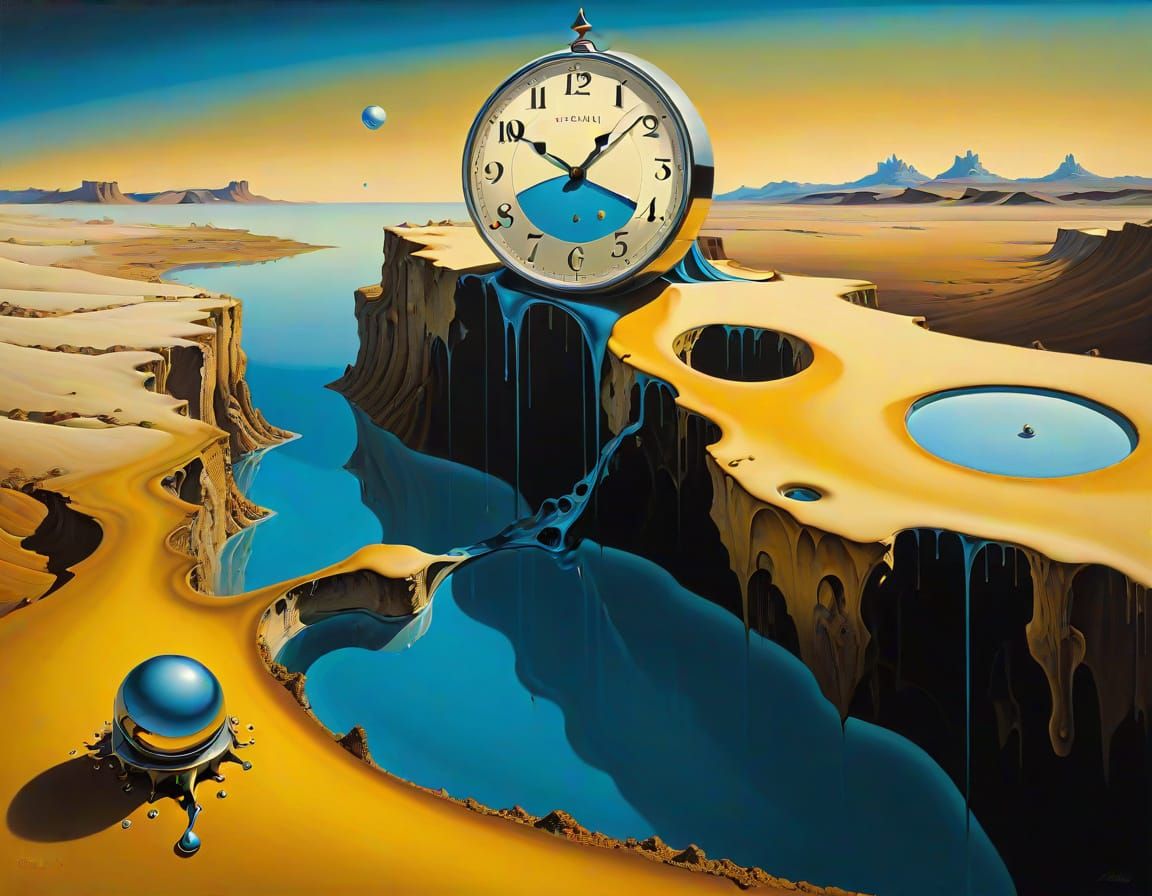 Surreal Melting Clocks in Surrealist Style