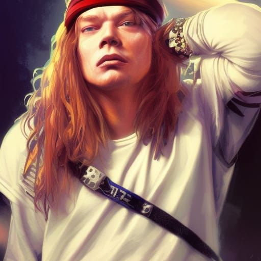 Axl Rose Portrait, Hyperdetailed Concept Art