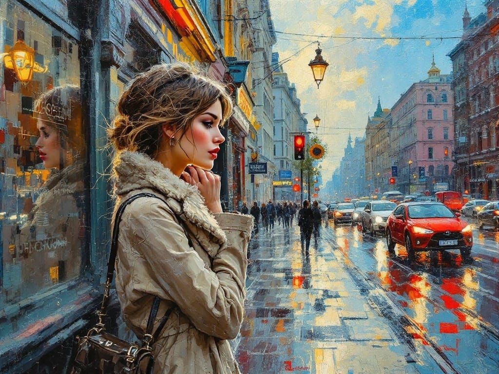 Impressionist Russian Beauty Captured in Vibrant Encaustic W...