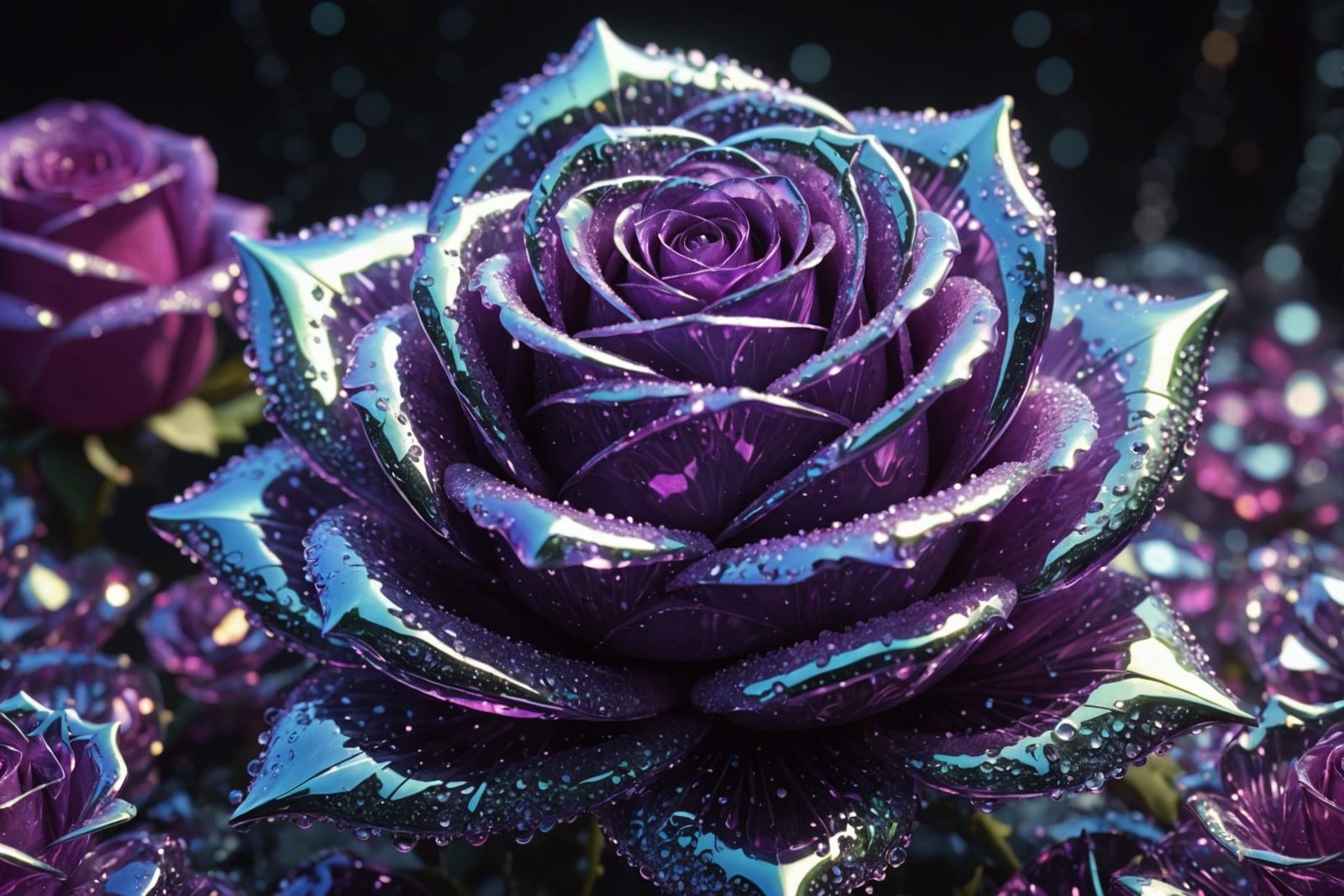 Giant Crystal Rose with Dew Drops