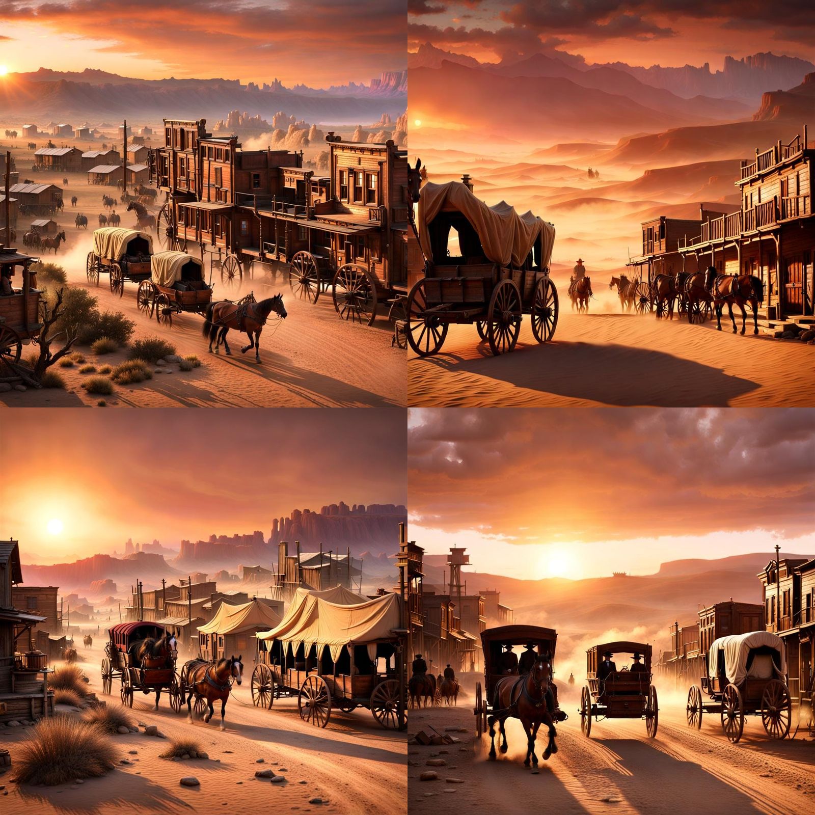 Sunset in a Dusty Western Town: Fantasy Concept Art