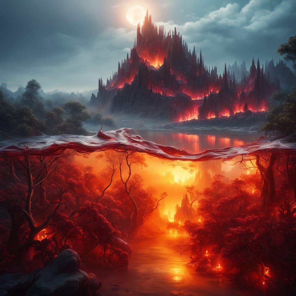 Dramatic Fantasy Hellscape in Vivid, Deep Color