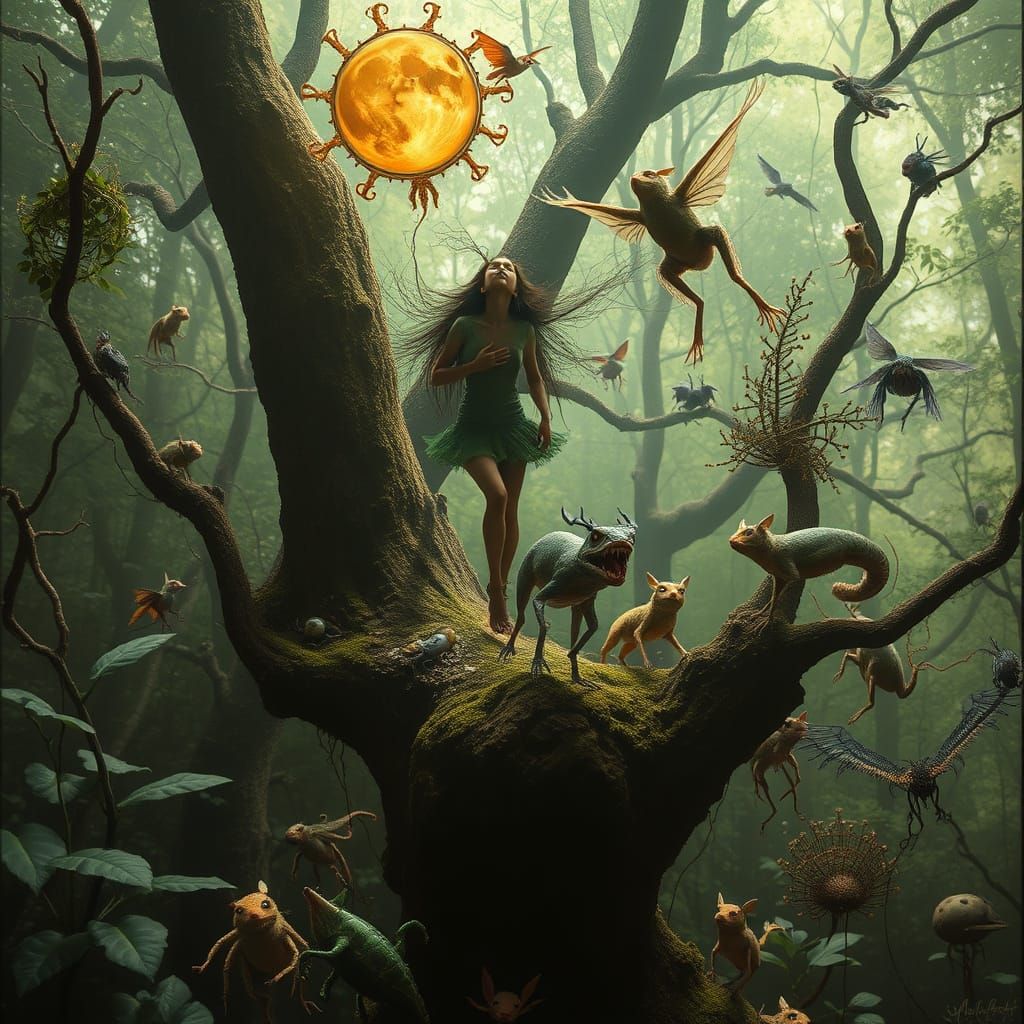 Whimsical Glass Forest Scene in Dreamlike Quality