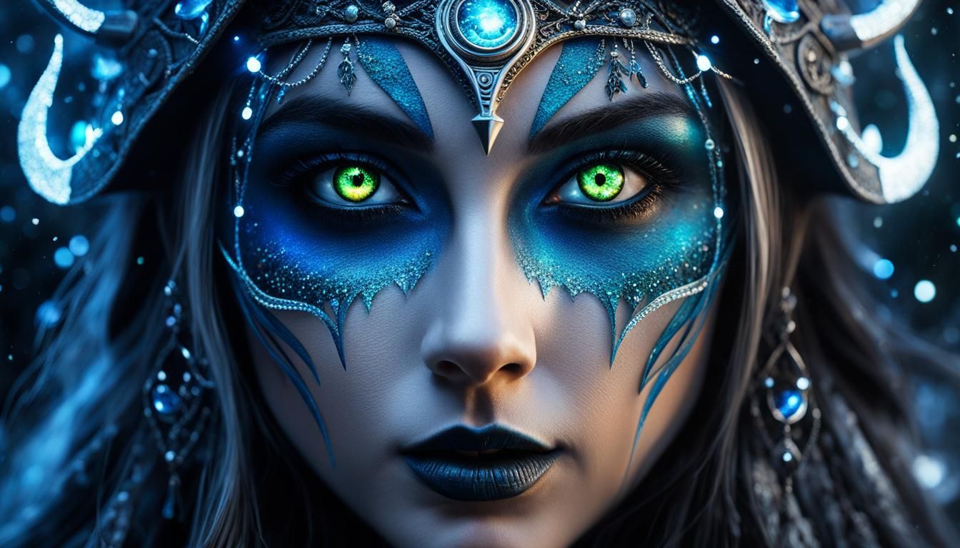 Skadi, Winter Goddess, in Gothic Abstract Oil Painting