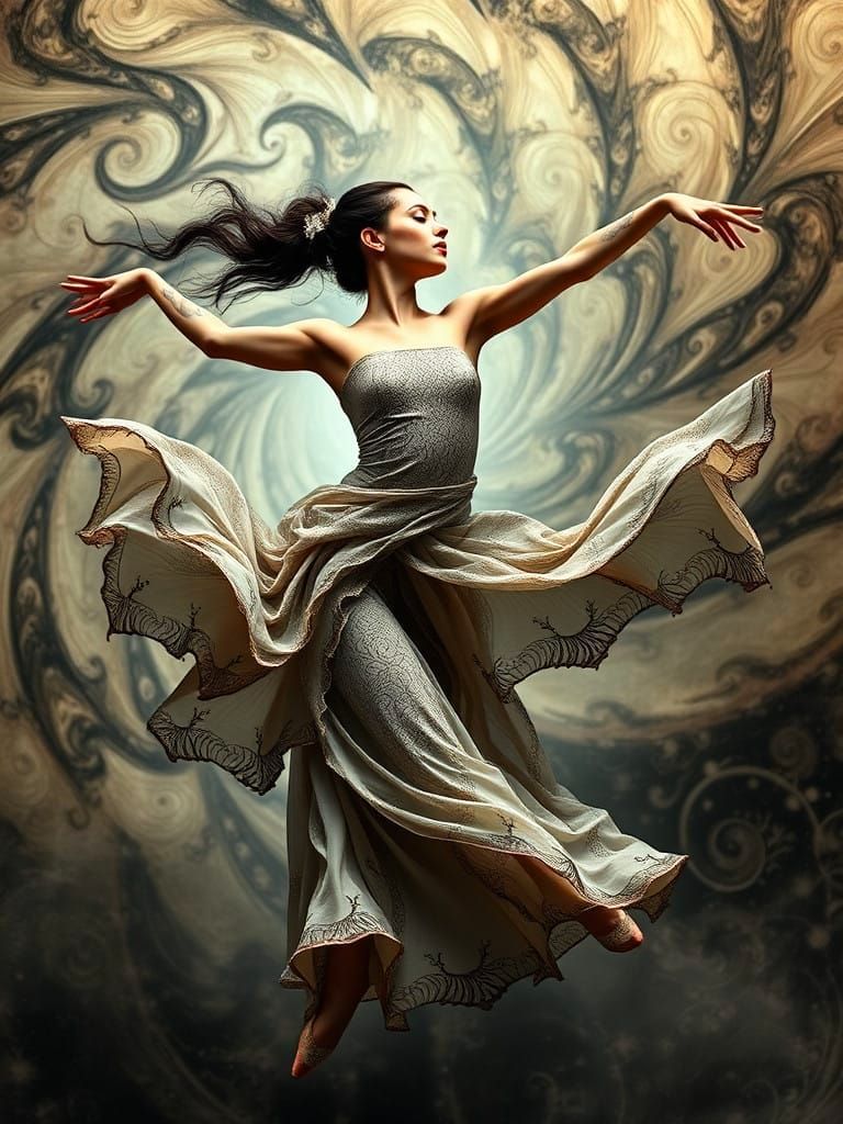 Female Dancer in Abstract Fractal Vector Style