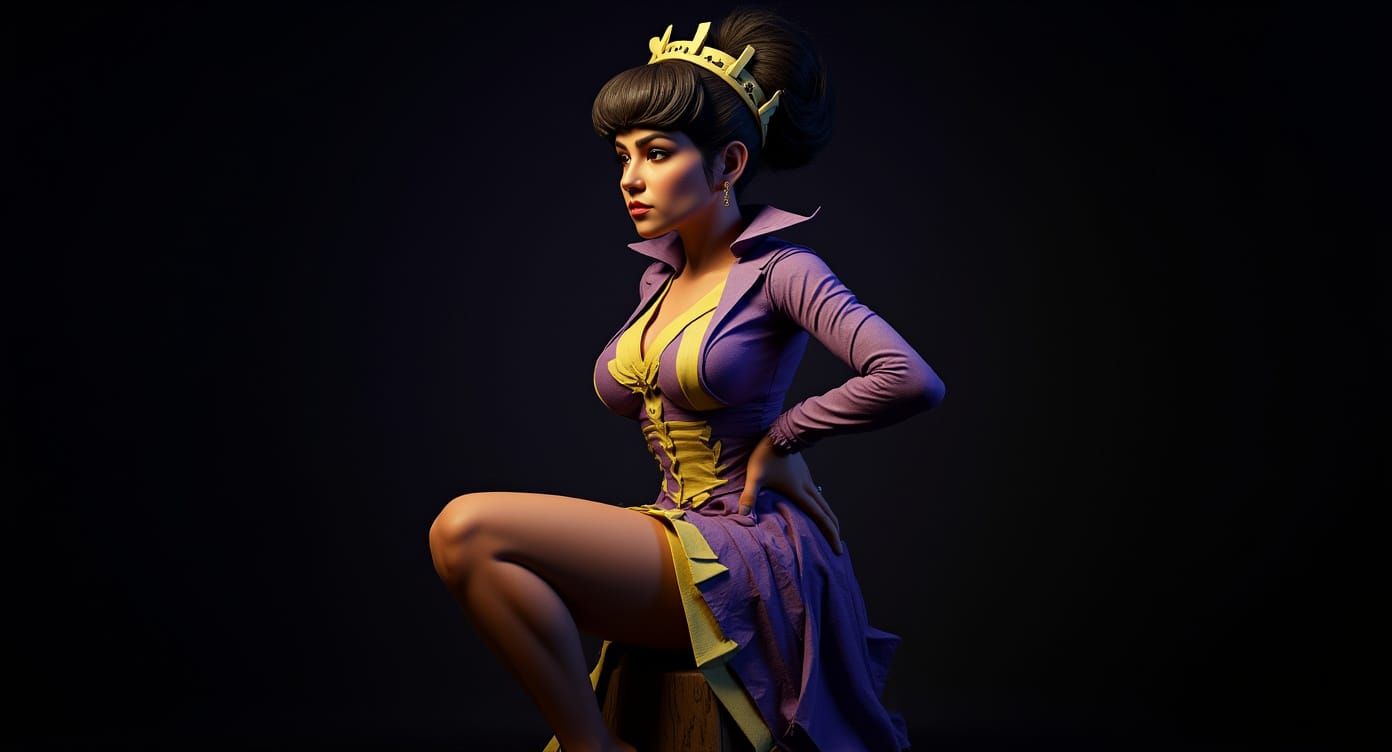 Origami Retro Woman in Dark Fantasy, Artstation Concept