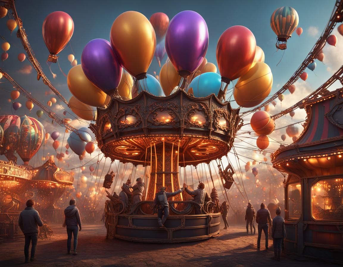 Vibrant 3D Carnival at Night