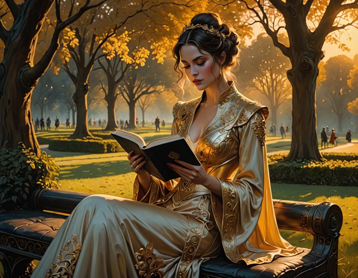 Woman Reading at Sunset: A Whimsical Masterpiece