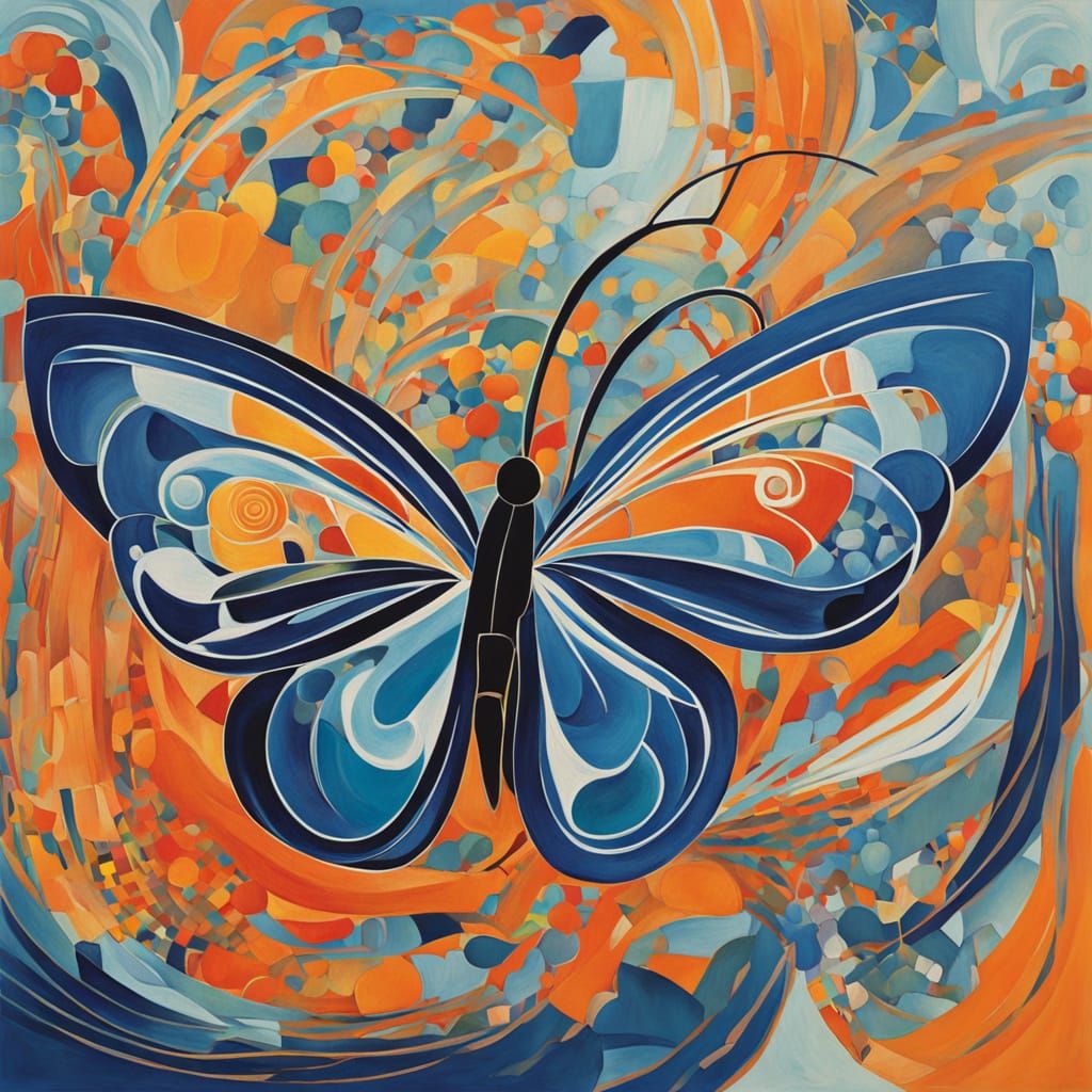 Vibrant Abstract Butterfly in Expressive Art Nouveau Style
