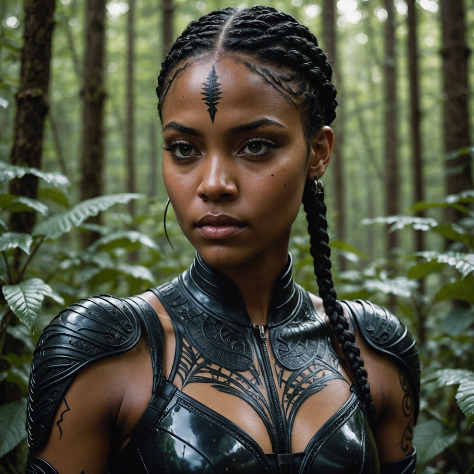 Mysterious Dark Fantasy Warrior in Latex