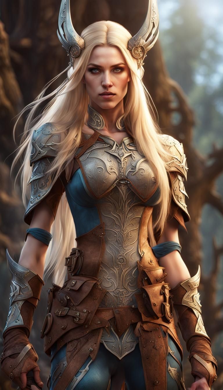 Voluptuous Finnish Elf Warrior in Fantasy Art