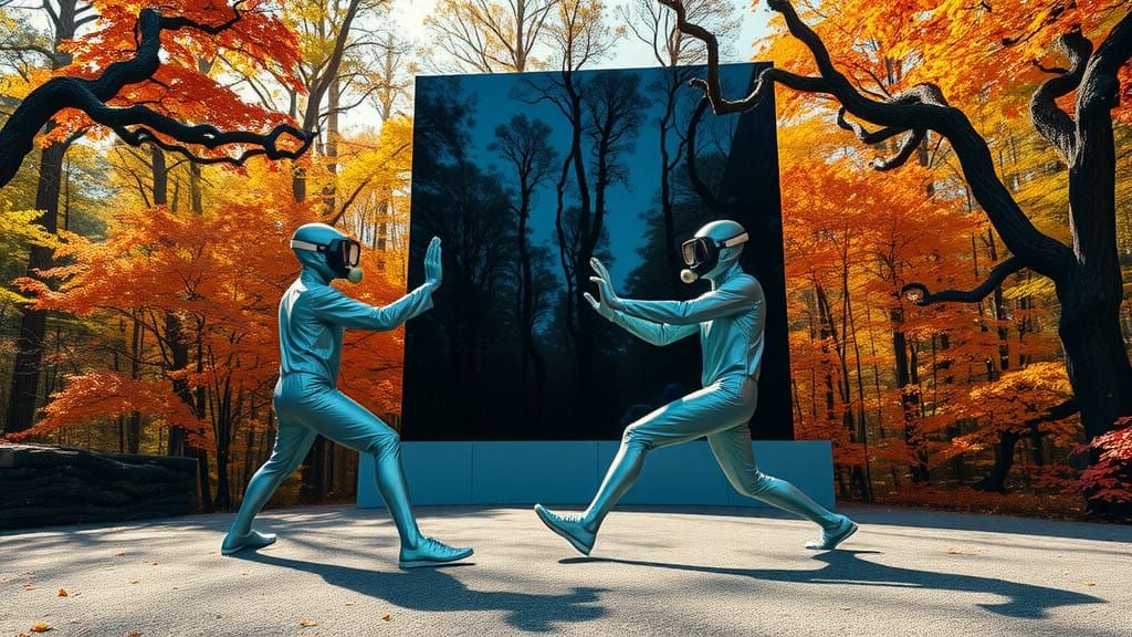 Alien Tai Chi Dancers in Autumnal Portal