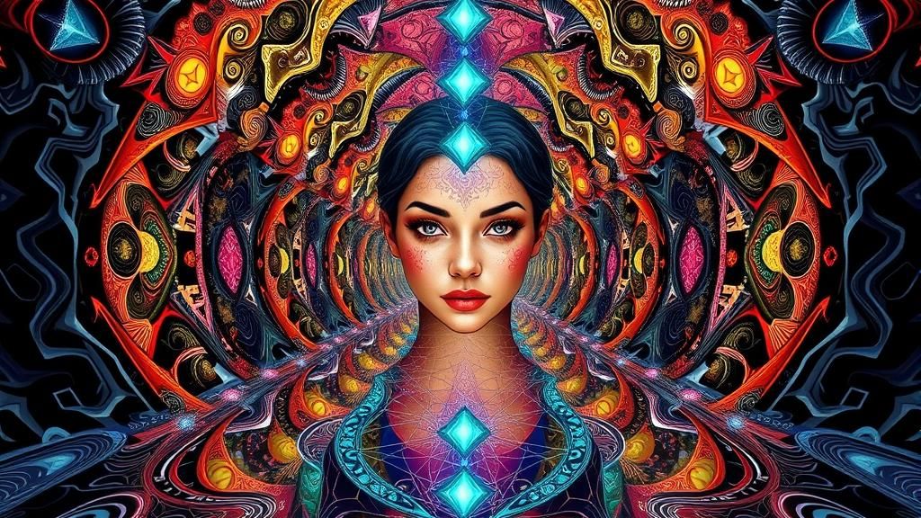 Surreal Fantasy Mirror Portrait in M.C. Escher Style