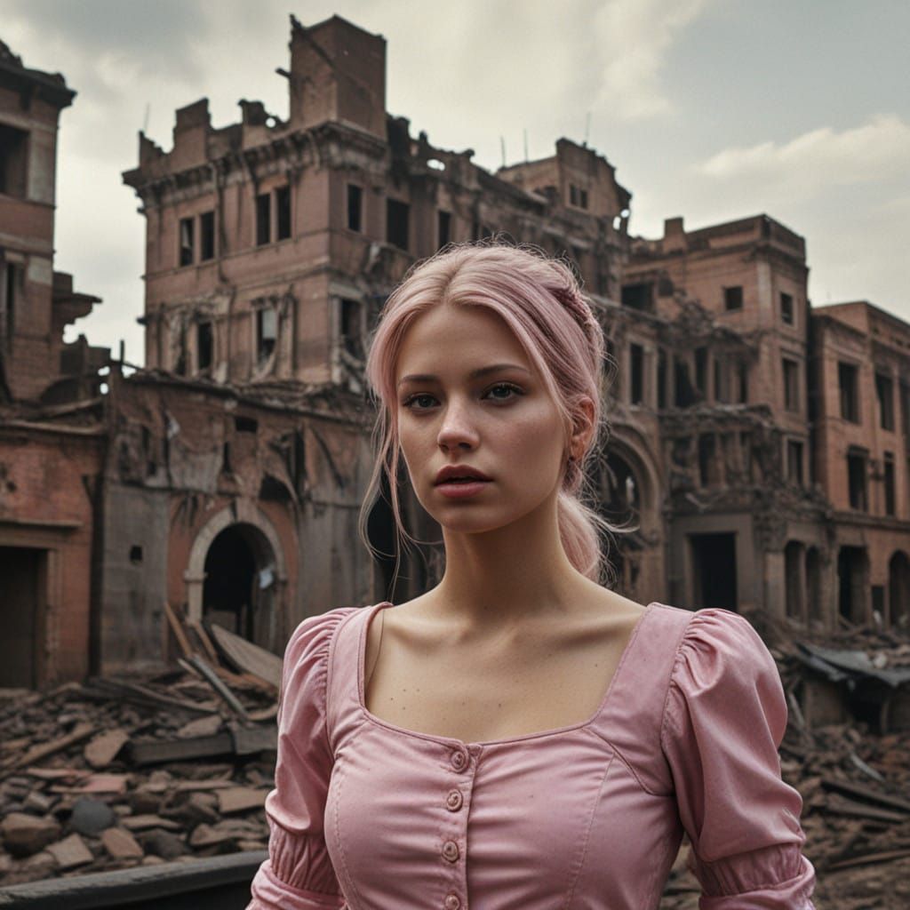 Hyperrealistic Impasto Oil Painting of Barbie in Post-Apocal...