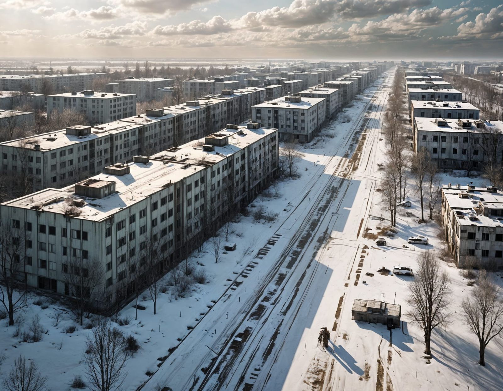 Winter Bird's-Eye View of Abandoned Pripyat