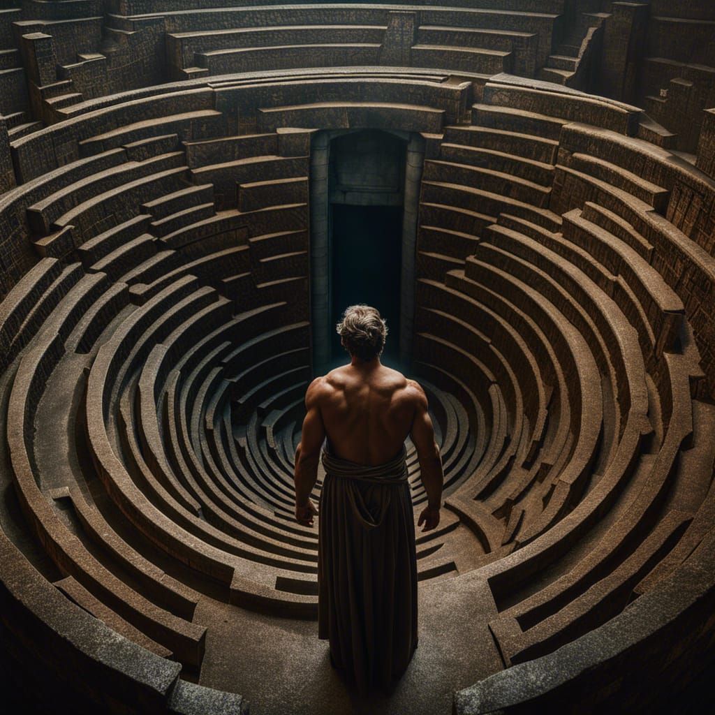 Theseus Enters the Labyrinth: Hyperrealistic Fantasycore Art...