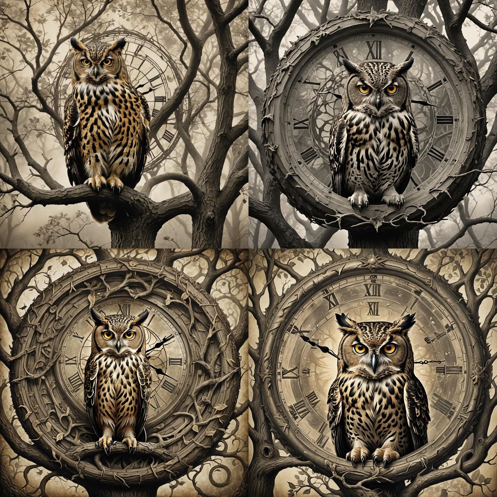 Owl Leopard King of Time: Origami Papercraft