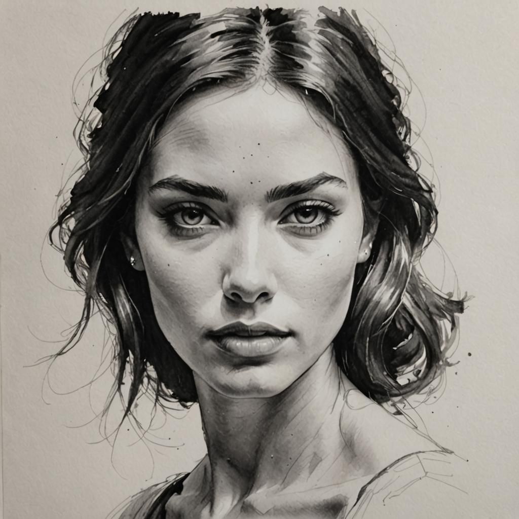 Unfinished Sketch of a Woman's Face