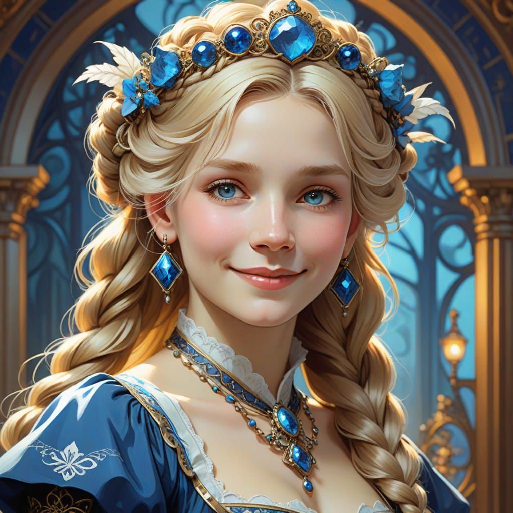 Victorian Portrait of a Smiling Seven-Colored Witch