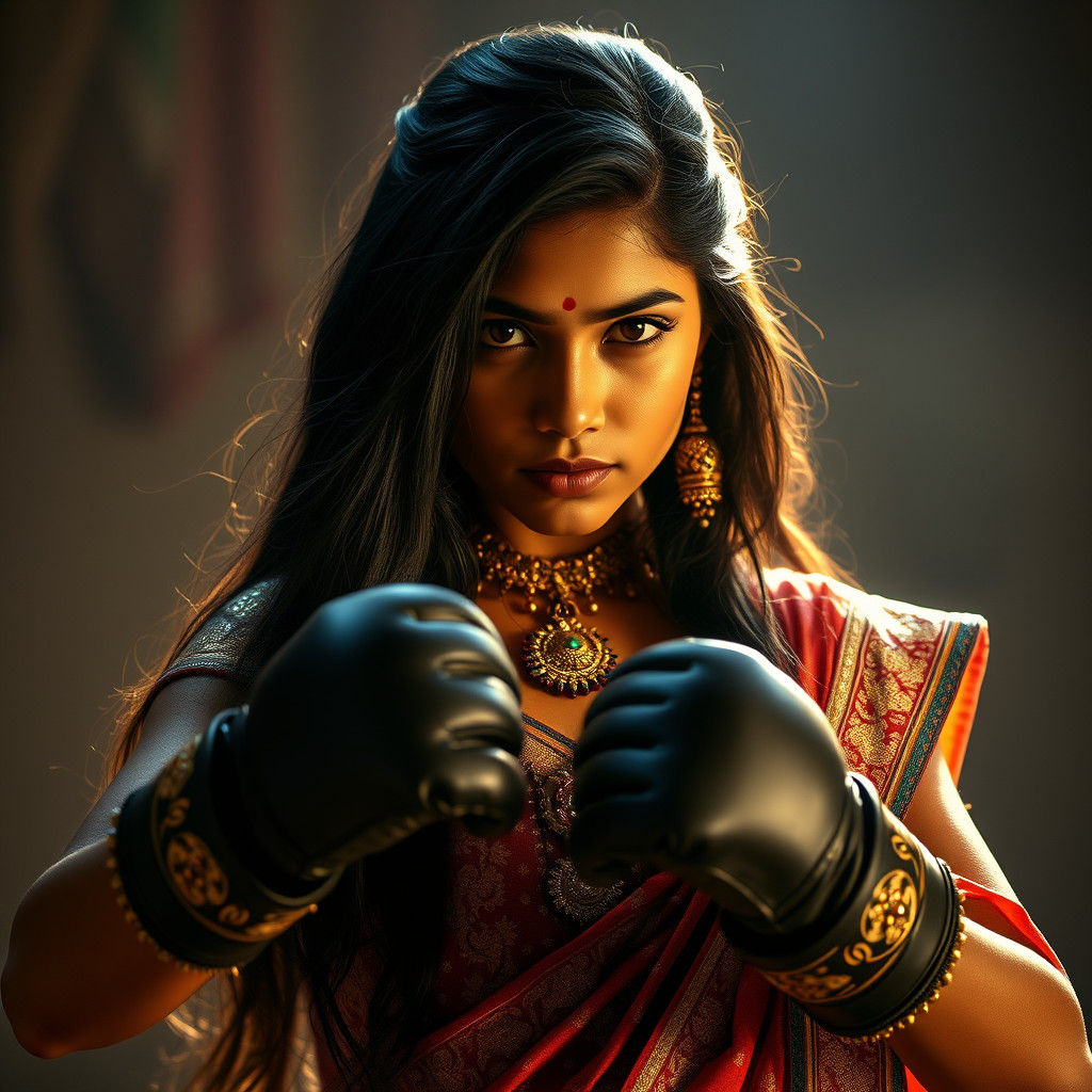 Indian Beauty Ready to Fight, Cinematic Lighting