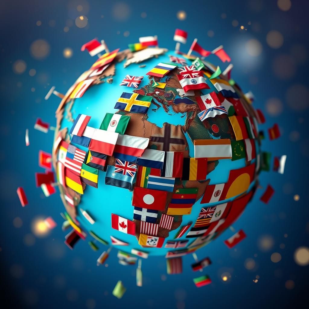 Fantasy Globe Composed of National Flags in 8K