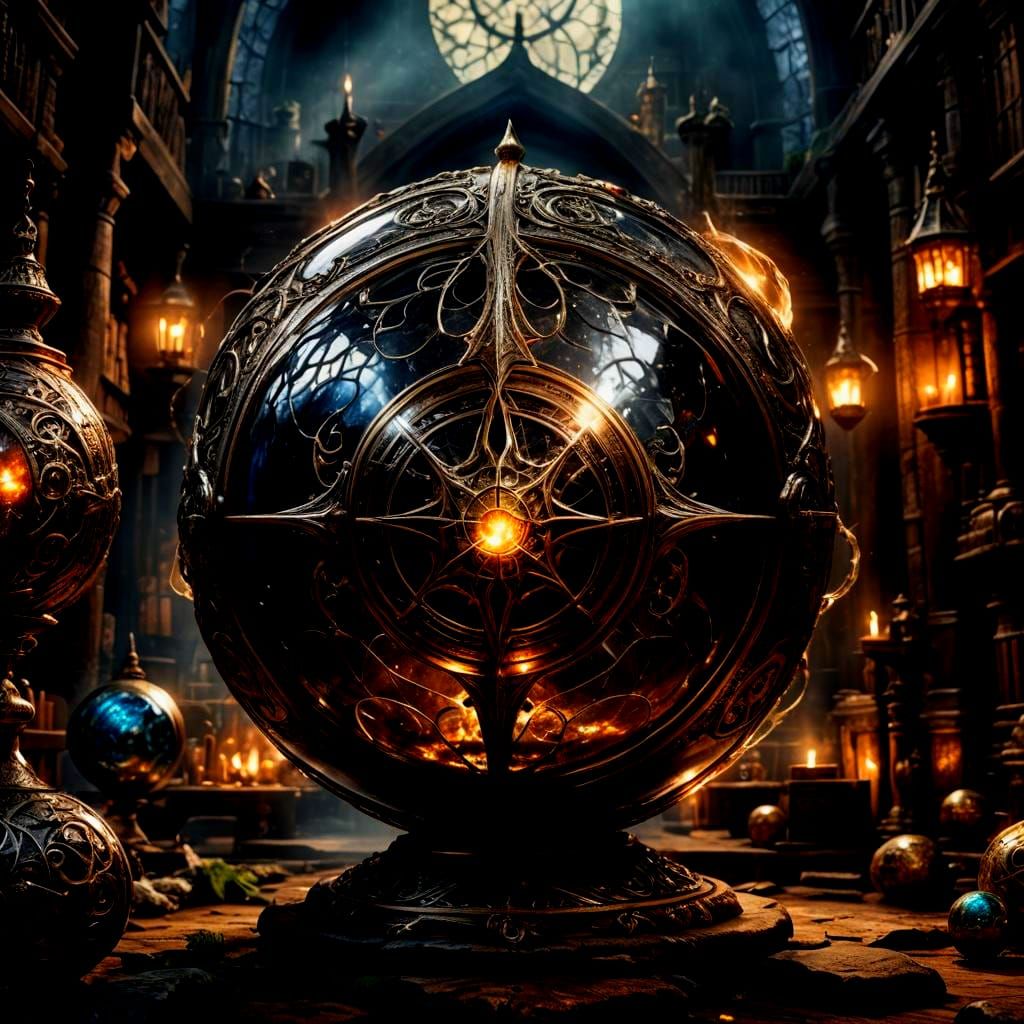 Fantasy Wizard with Magic Orb in HDR