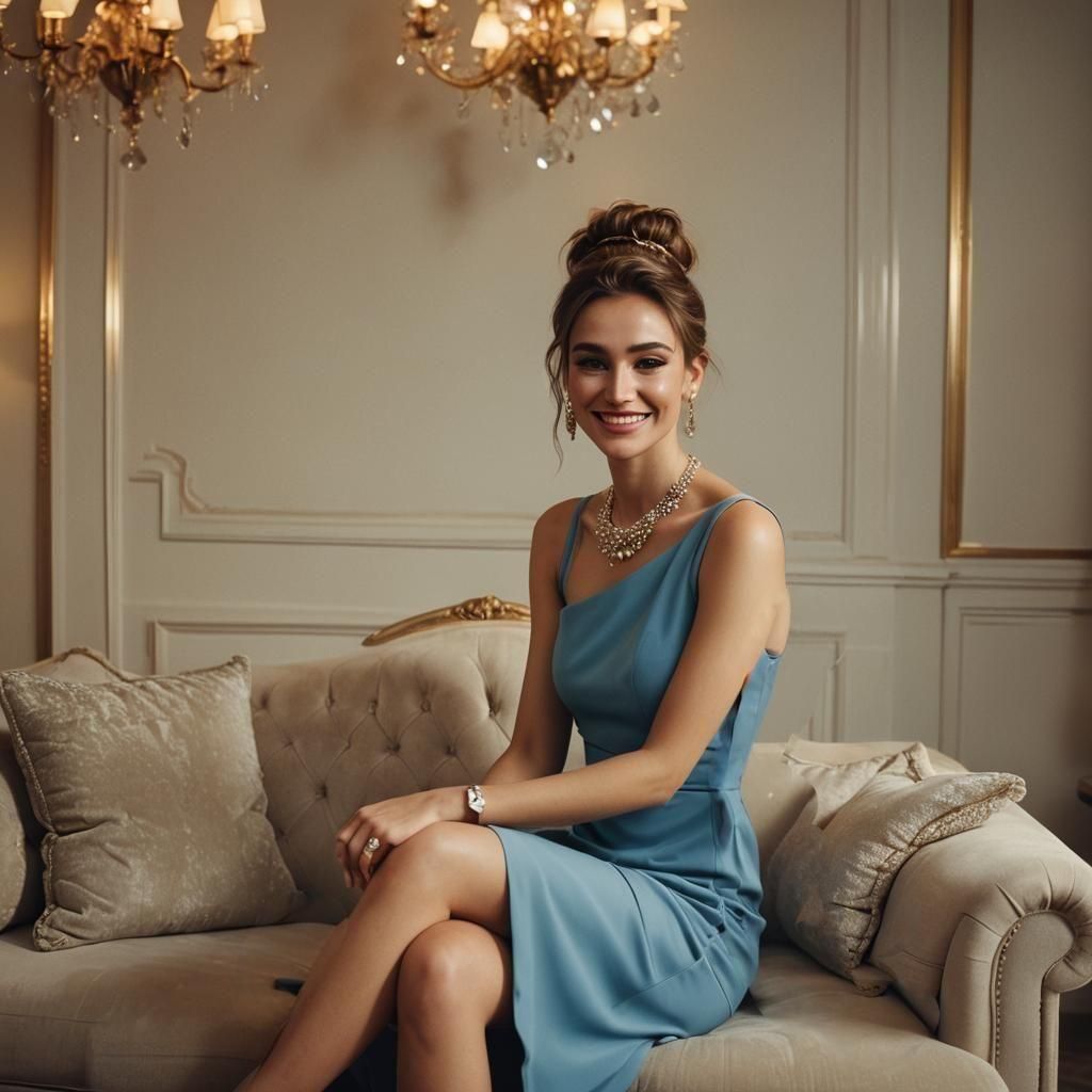 Russian Girl in Blue Dress, Cinematic Film Still