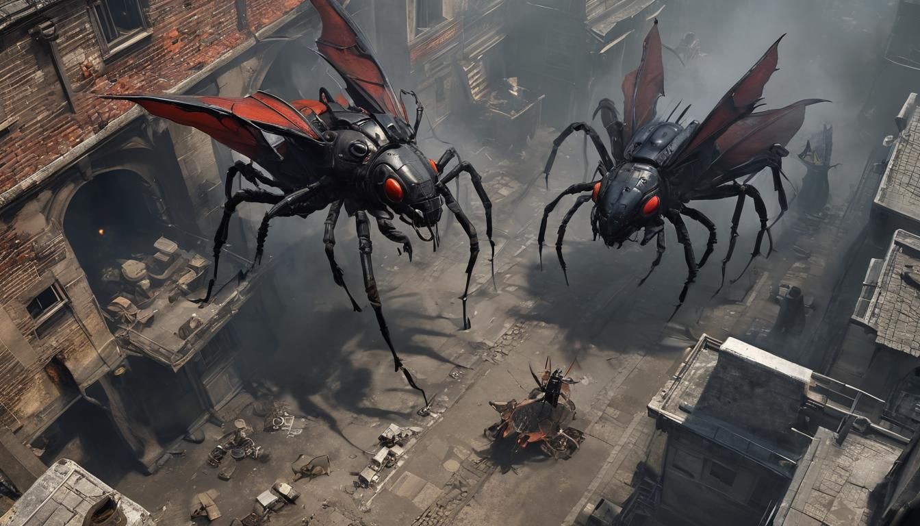 Cyberpunk Surréaliste Masterpiece: Giant Bug Vampire Hybrids...