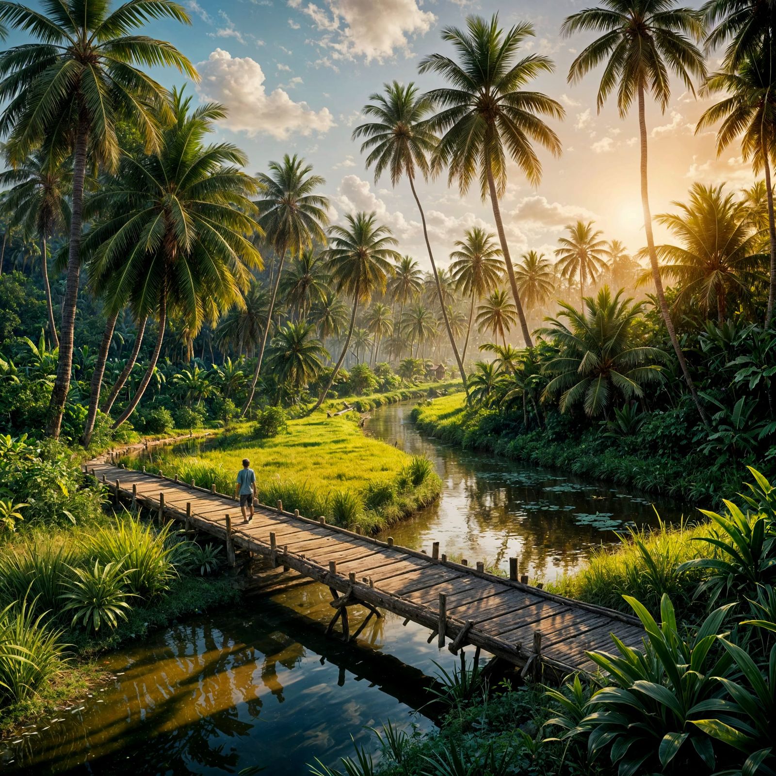 Surreal Wooden Bridge in Kerala Village